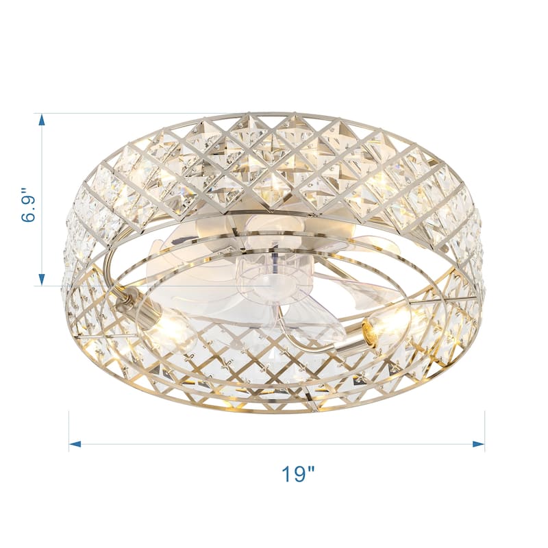 19-in Gold/ Satin Nickel Low Profile Ceiling Fan with Remote Control(7-blade)