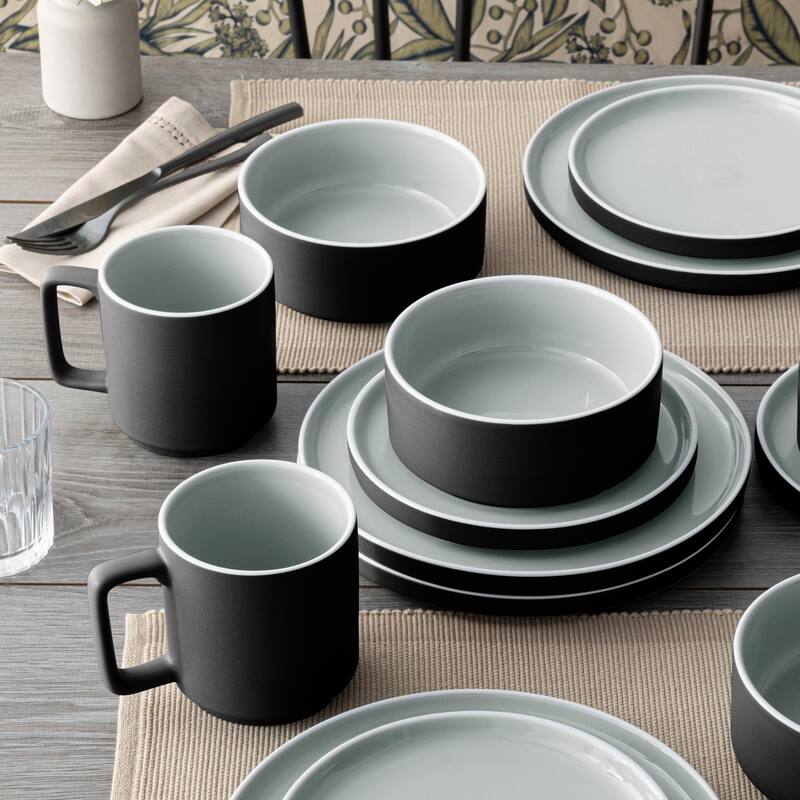 Noritake ColorTrio 4-Piece Stax Place Setting, Service for 1 - Graphite