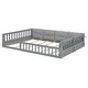 preview thumbnail 8 of 16, Wood Full Size Upholstered Platform Bed with Guardrail and Pillow