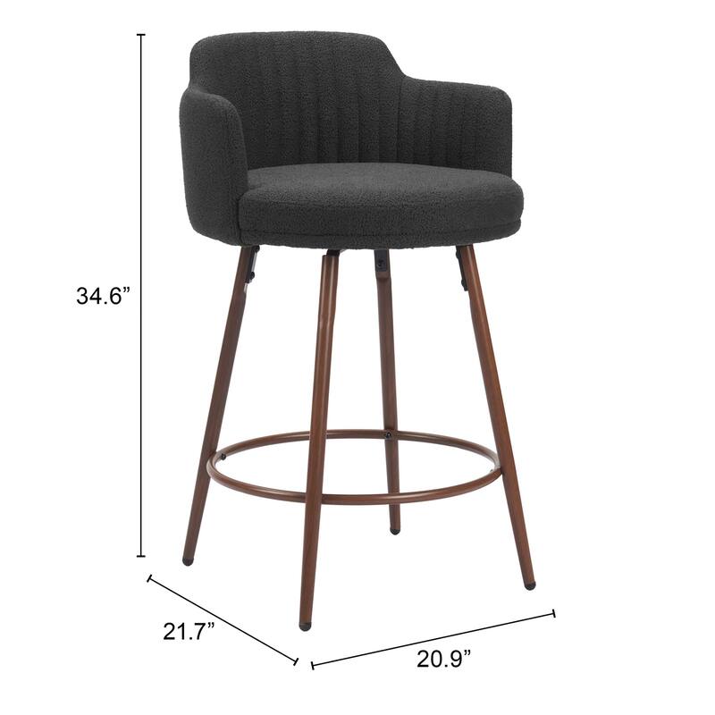 Kono Swivel Counter Stool Black & Walnut