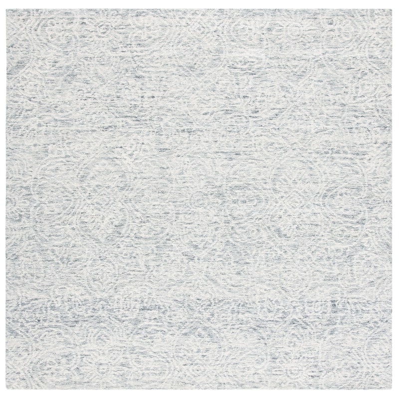 SAFAVIEH Handmade Metro Lorenzina French Country Wool Rug - 6' Square - Dark Grey/Ivory - Square