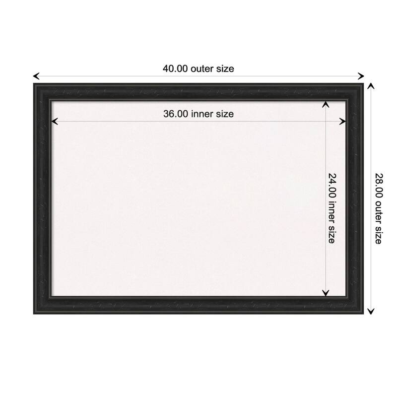 Shipwreck Narrow Framed White Corkboard Bulletin Board - Shipwreck Black Narrow - Board Size 36x24