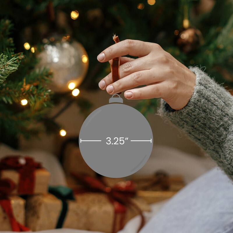 4 ct Gray Clear Glass Ball Hanging Christmas Ornaments 3.25-Inch