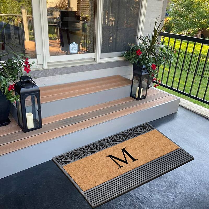 A1HC First Impression Rubber and Coir Rosewood 24" X 36", Heavy Duty Outdoor Monogrammed Doormat