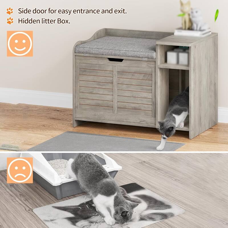 Cat Litter Box Enclosure Furniture, Cat Washroom Hidden Furniture