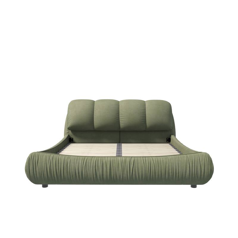 Sturdy King Size Upholstered Bed Frame with Elegant Headboard and Solid Wood Construction.