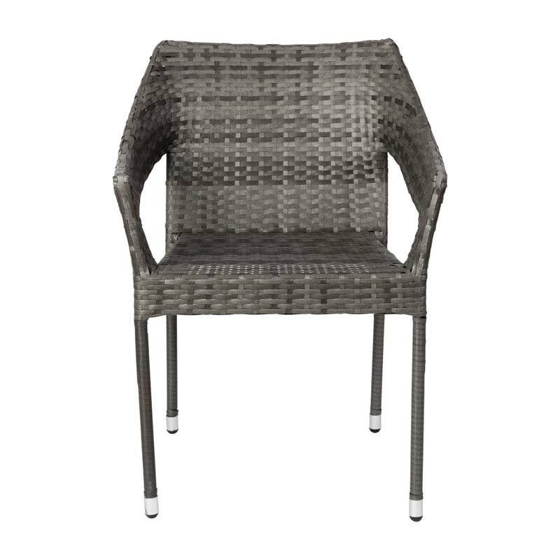 All Weather Commercial Grade PE Rattan Stacking Patio Chairs - 2 Pack