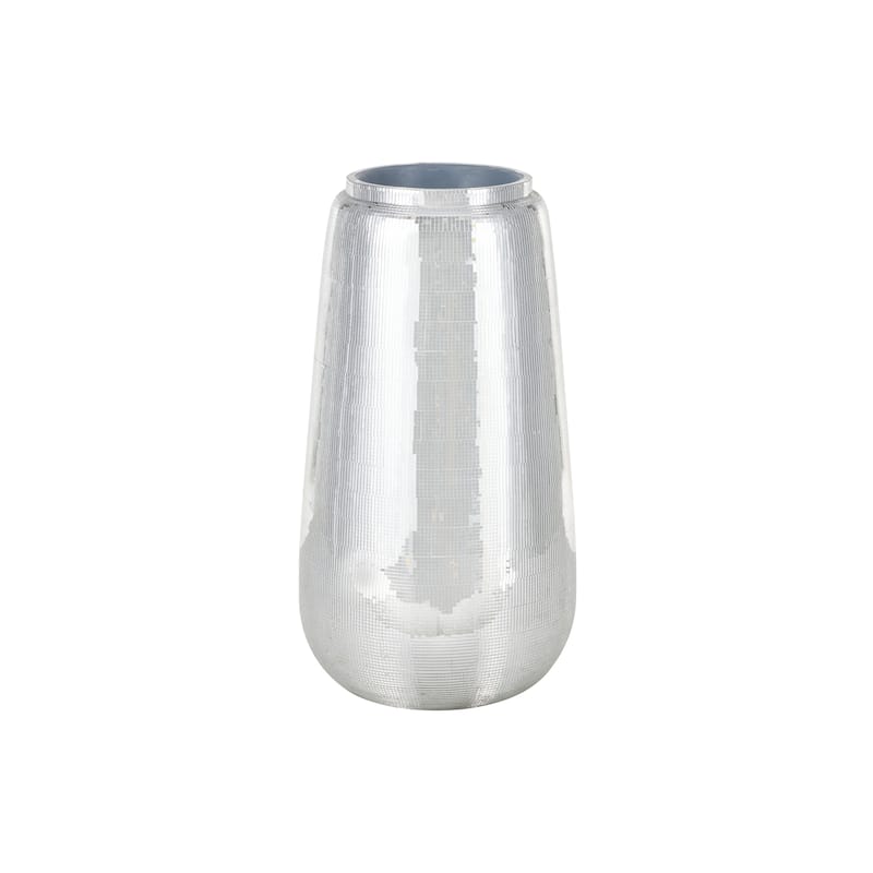 Fiberglass Mosaic Floor Decorative Vase with Blue Interior - Silver - Roche River Decor - Silver - 16"W, 30"H