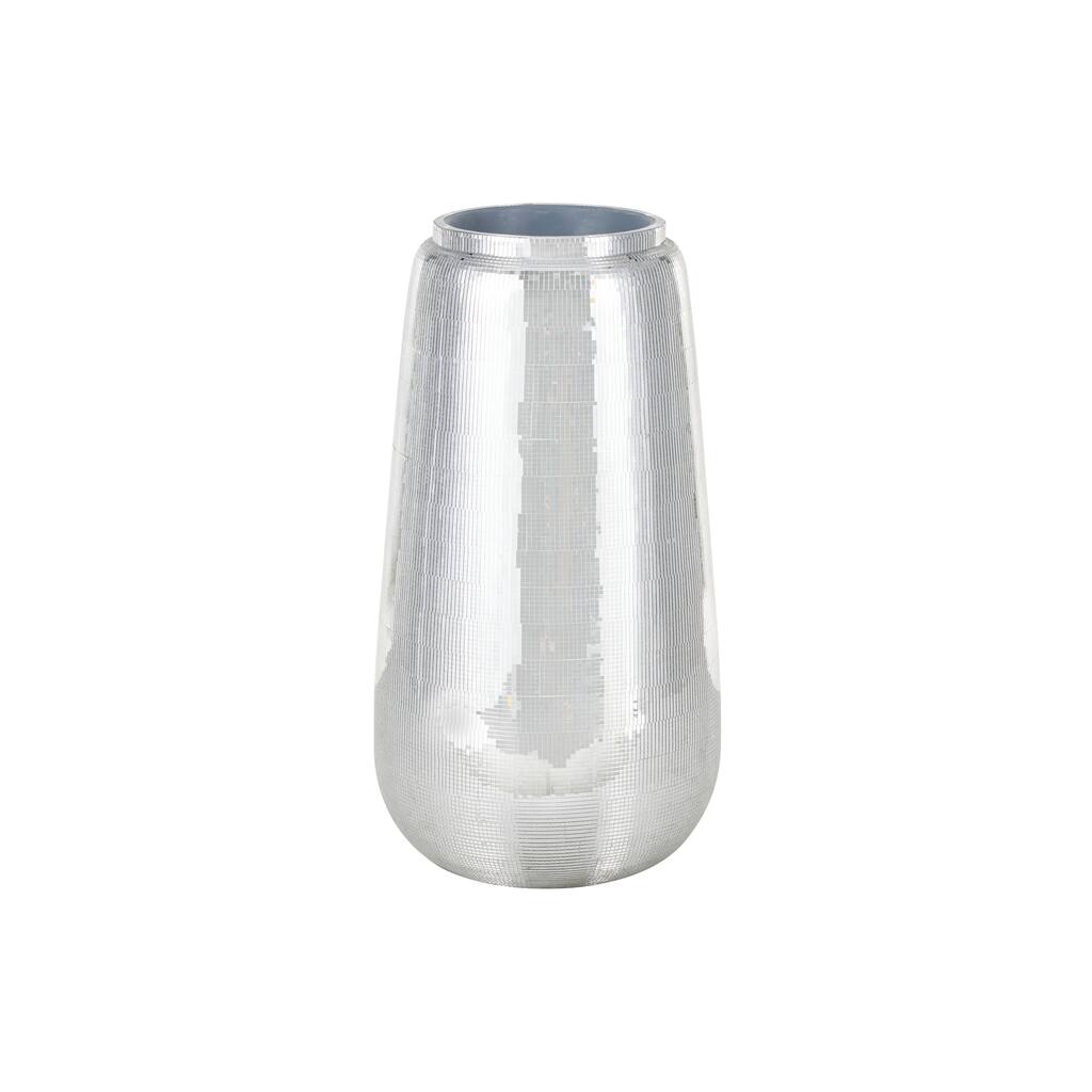 Fiberglass Mosaic Floor Decorative Vase with Blue Interior - Silver - Roche River Decor