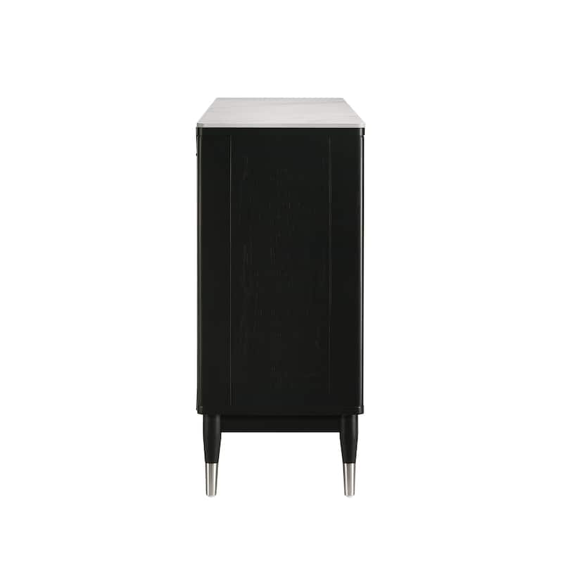 Furniture of America Kalor Modern Black and White Solid Wood Dining Server Cabinet