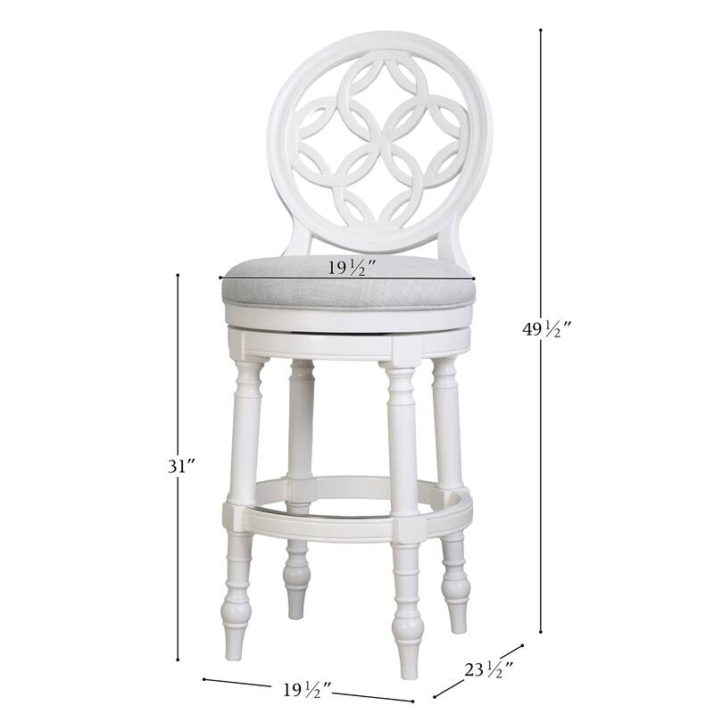 Tiffany Wood Bar Stool with Back and Swivel Upholstered Seat