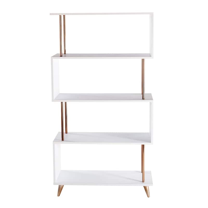 SEI Furniture Brinton 5-Shelf Etagere Bookcase with Gold Accents