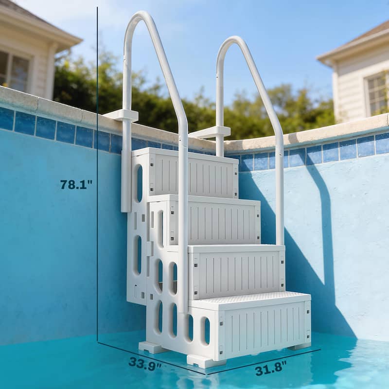 Outsunny 4-Step Swimming Pool Ladder, HDPE with Dual Handrails and Non-Slip Steps for Above Ground Pools