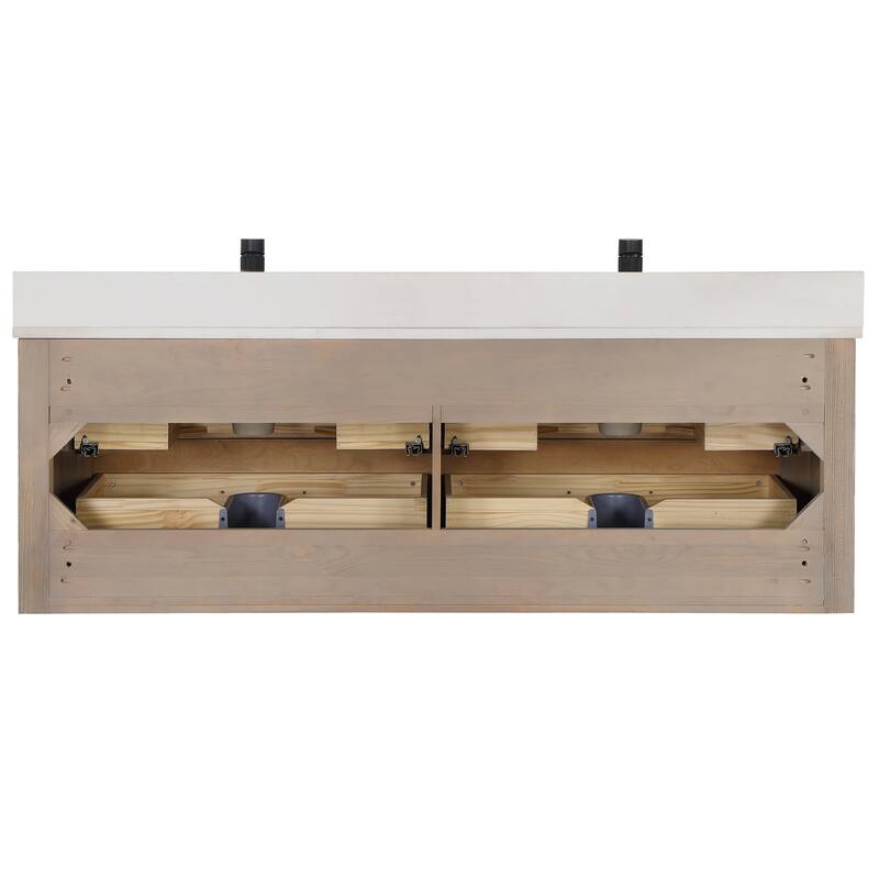 Cristo Floating Bath Vanity with White Quartz Stone Top without Mirror