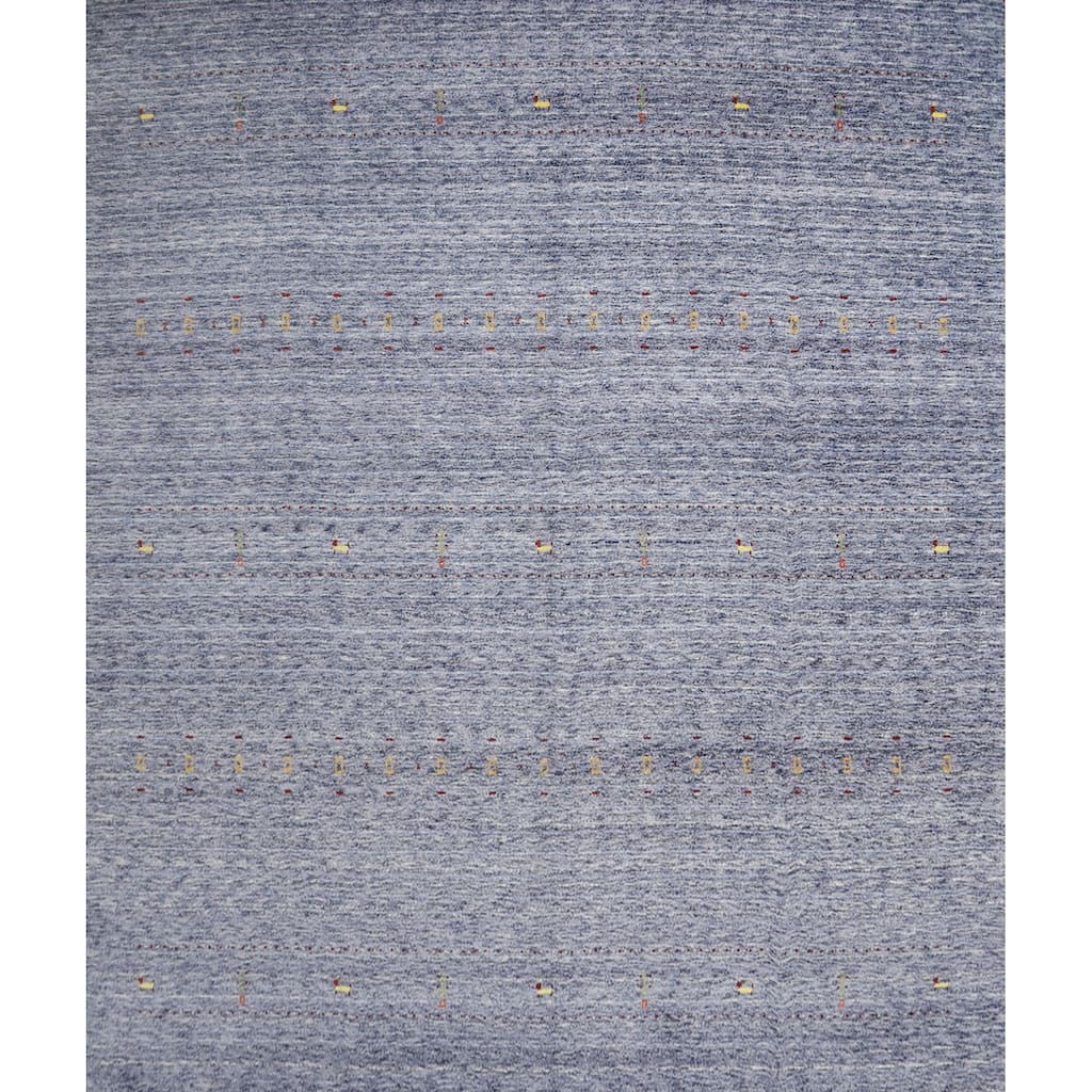 Hand Knotted Oriental 100% Wool Carpet Tribal Animal Pictorial Navy Blue & Blues Gabbeh Area Rug - 9' 9'' X 9' 9''