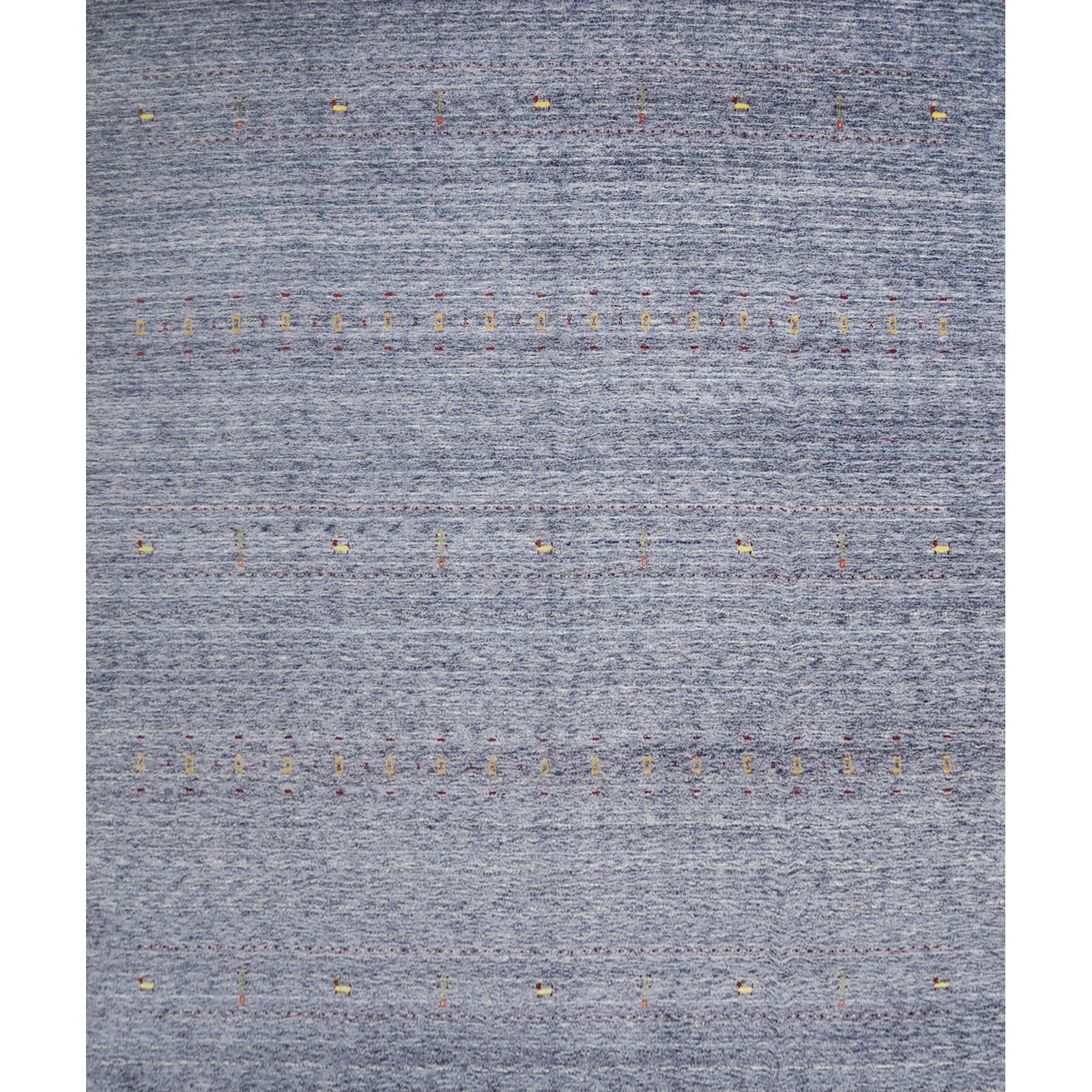 Hand Knotted Oriental 100% Wool Carpet Tribal Animal Pictorial Navy Blue & Blues Gabbeh Area Rug - 9' 9'' X 9' 9''