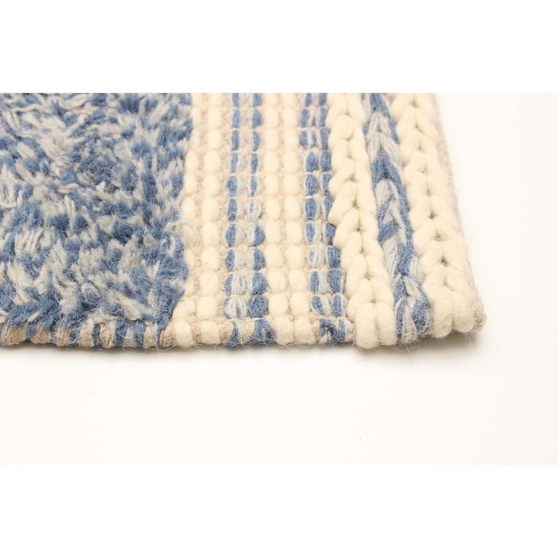 ECARPETGALLERY Braid weave Sienna Blue Wool Rug - 5'2 x 7'7