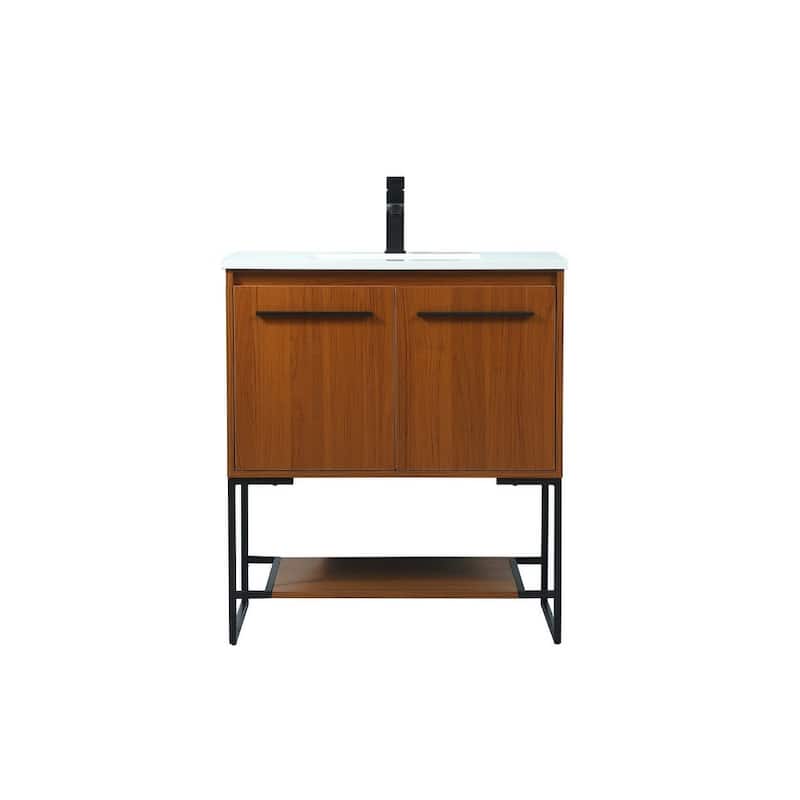 Elegant Lighting VF42530M Sloane 30" Free Standing Single Basin Vanity - Teak