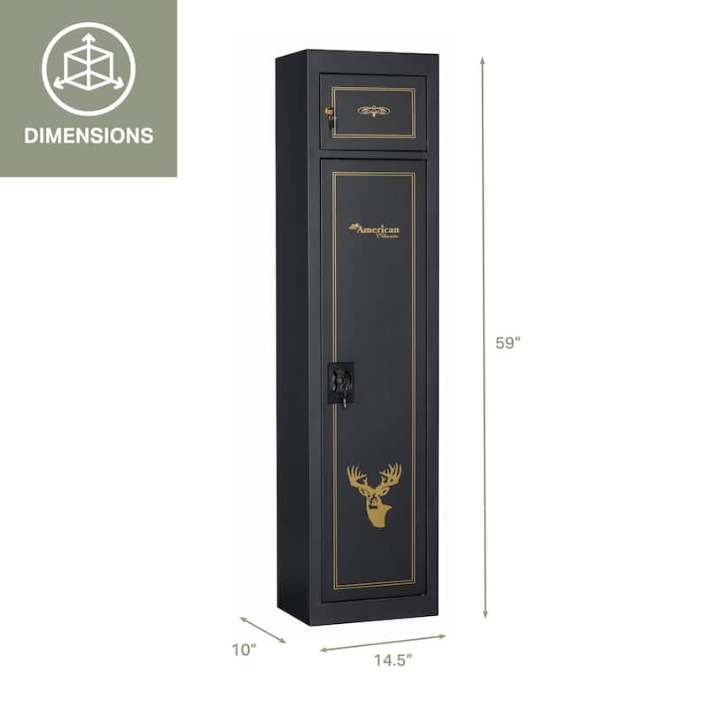 Metal Five Gun Locking Security Cabinet with Separate Ammunition Compartment