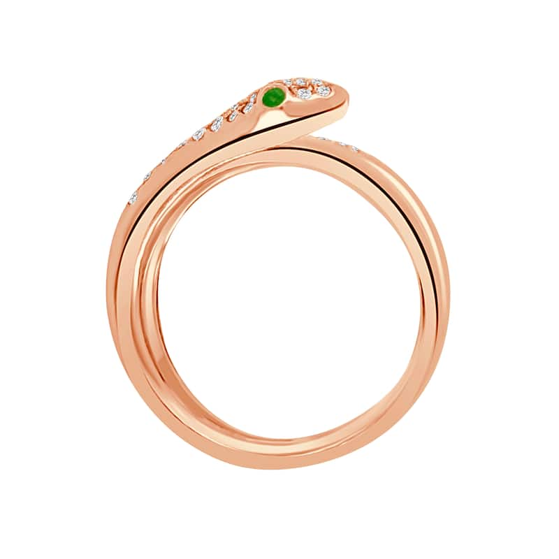 Auriya 14k Gold Diamond and Emerald Snake Wrap Ring 0.38 ct. tw. (F-G, VS)