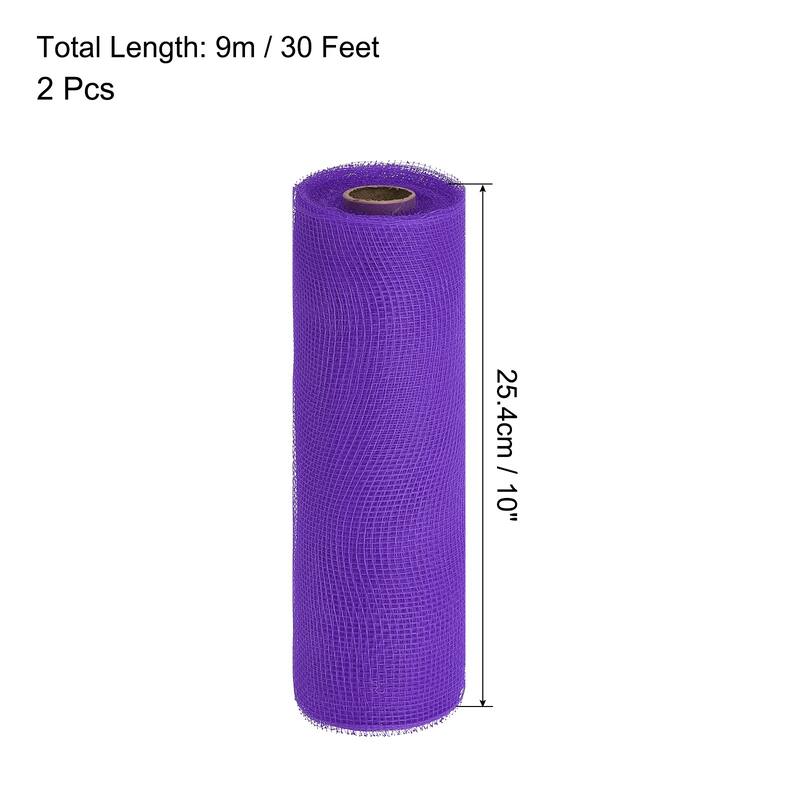 2 Pcs 10" x 30Feet PP Decorative Mesh Ribbon, with Foil - Purple