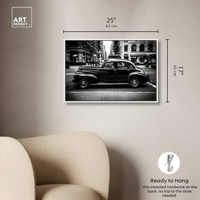 Vintage Car in New York Canvas by Art Remedy