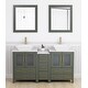 preview thumbnail 26 of 28, Vanity Art 60" Double Sink Bathroom Vanity Set with Engineered Marble Top and Free Mirror - 60 W X 18.5 D X 31.1 H Vintage Green