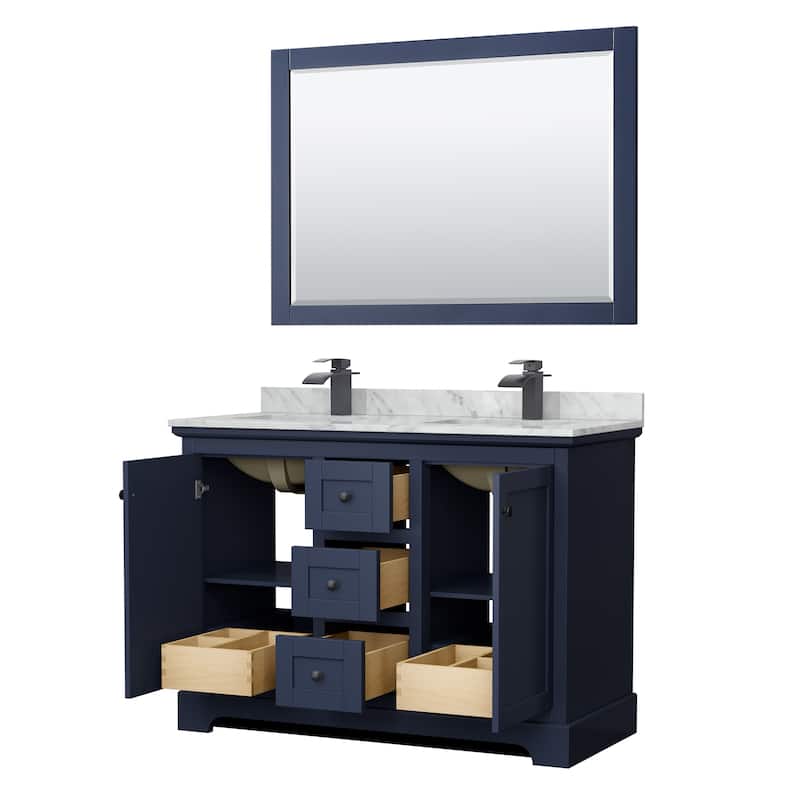 Avery 48-Inch Double Vanity Set with Square Sinks, 46-Inch Mirror