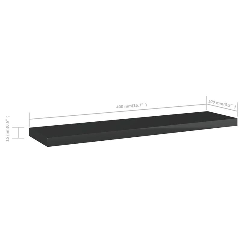 vidaXL Bookshelf Boards 8 pcs High Gloss Black 15.7"x3.9"x0.6" Chipboard