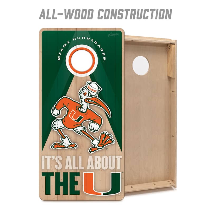 Miami Hurricanes NCAA 2x4 Professional Cornhole Board Set