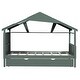preview thumbnail 46 of 89, Twin Size House Bed Wood Slats Platform Bed Creativity Kids Bed Frame with Skylight, Storage Shelf, Trundle Bed