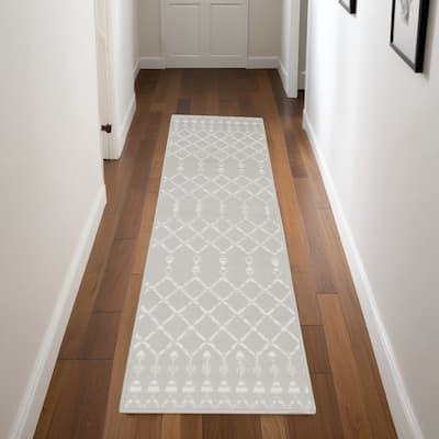 Josi Power Loomed Distressed Abstract Non Skid Stain Resistant Area Rug By HomeRoots - 96' X '24' X '0.39