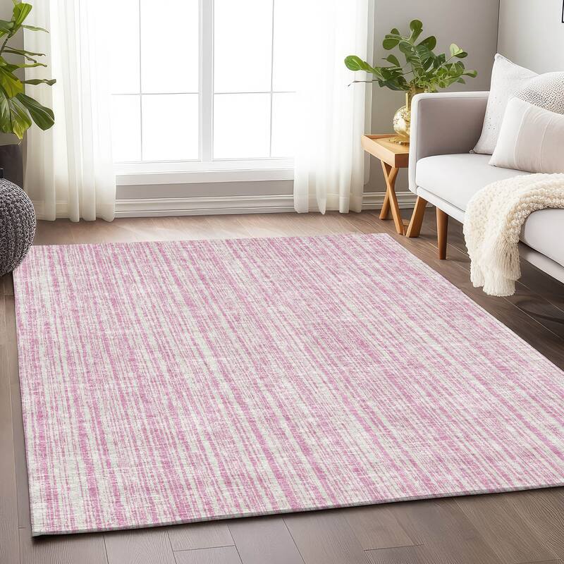 Premium Washable Super Soft Striped Mayfield Rug - Pink - 8' x 10'