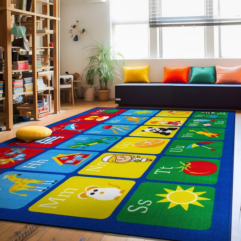 Kids Alphabet Educational Learning Non Slip Area Rug