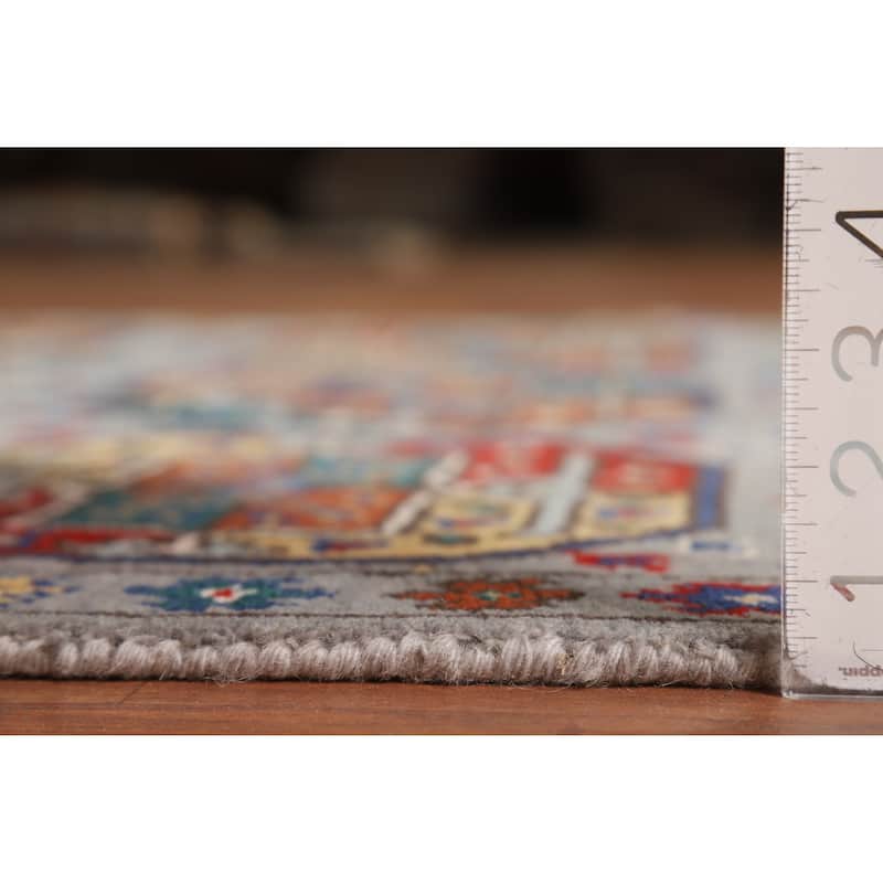 Hand Knotted Oriental 100% Wool Carpet Traditional All-Over Greys & Charcoal Kazak Area Rug - 5' 9'' X 3' 11''