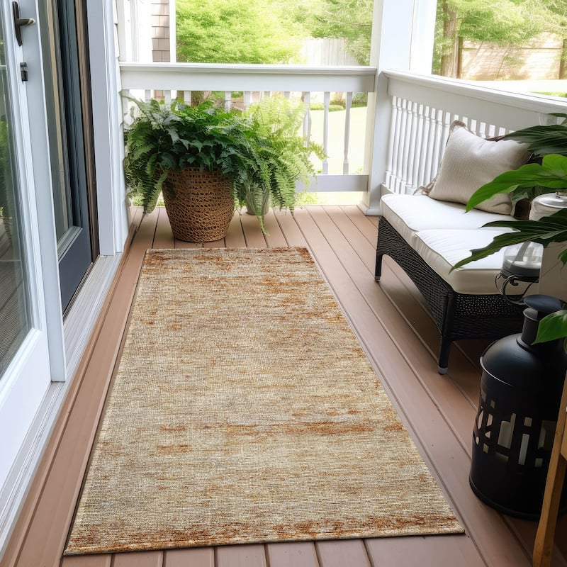 Machine Washable Indoor/ Outdoor Abstract Ombre Chantille Rug