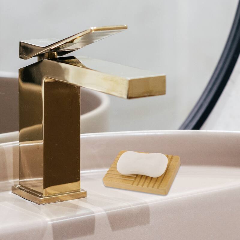 Portable Square Soap Dish for Bathroom for Kitchen 5.04"x3.43"x0.59" Brown 1 Pc - Brown