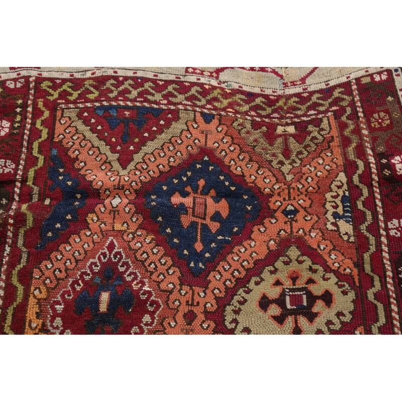 Pre-1900 Antique Vegetable Dye Oushak Turkish Wool Area Rug Handmade - 3'7" x 8'2"