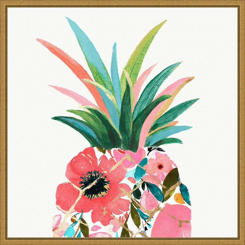 Pina Colada (Floral Pineapple) by Eva Watts Framed Canvas Art