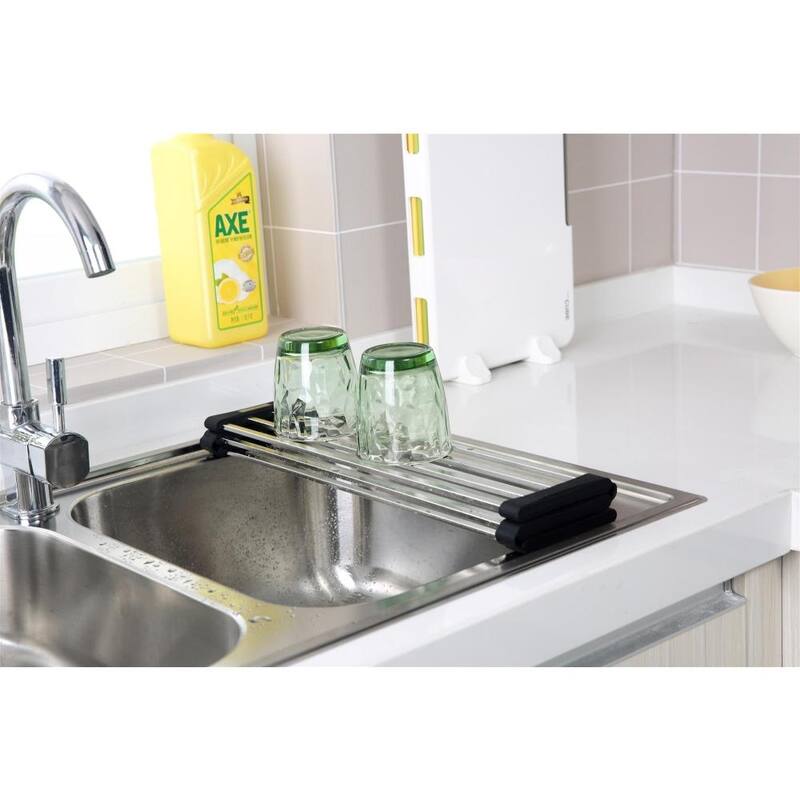 YBM Home Roll Up Dish Drying Rack Stainless Steel for Over the Sink and Counter, 1206