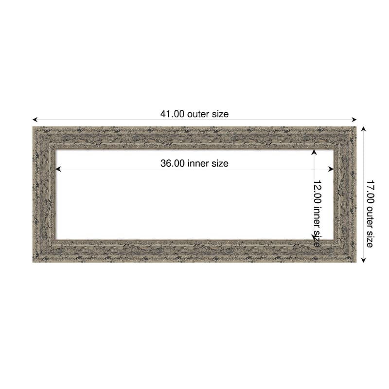 Attic Aged Framed Dry Erase Magnetic Board - 41 x 17 in - Attic Aged Silver