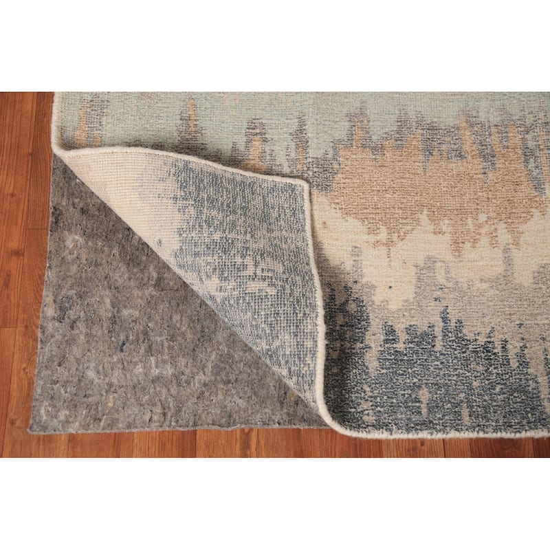 Abstract Modern Area Rug Hand-Knotted Beige Tribal Wool Carpet - 5'4"x 7'6"