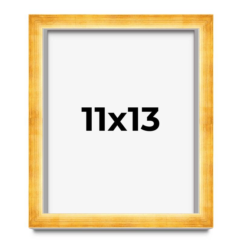 11x13 Shadow Box Frame Gold | 1.625 Inches Deep Real Wood Traditional
