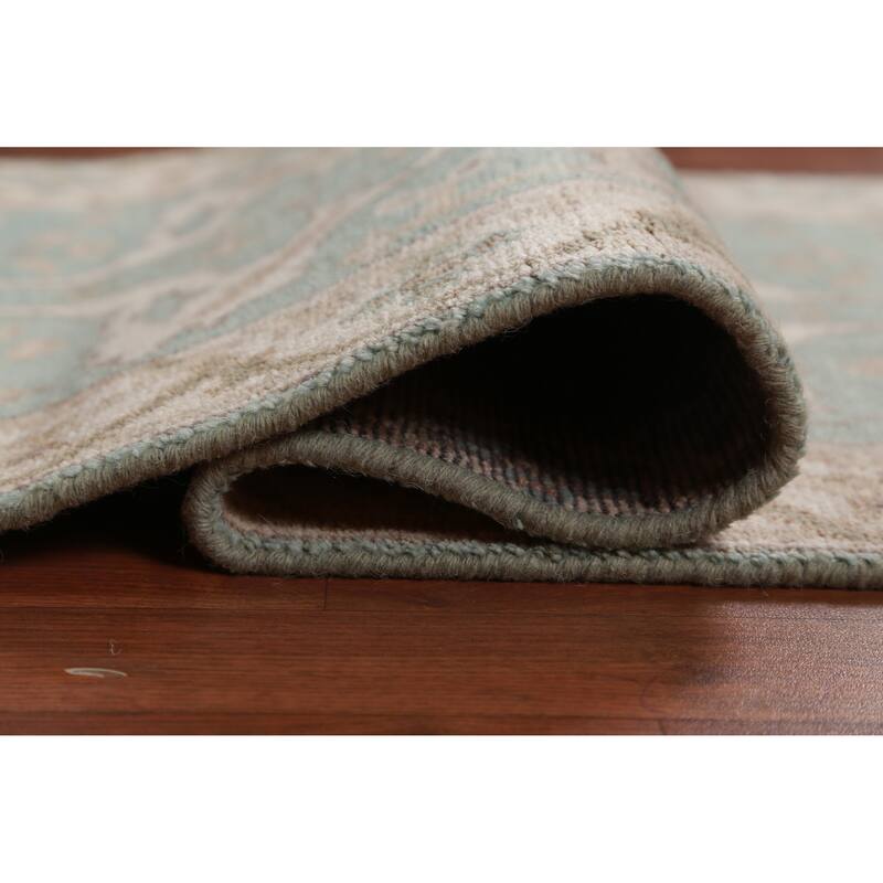 Light Blue Oushak Oriental Runner Rug Handmade Bedroom Wool Carpet - 2'6" x 10'0"