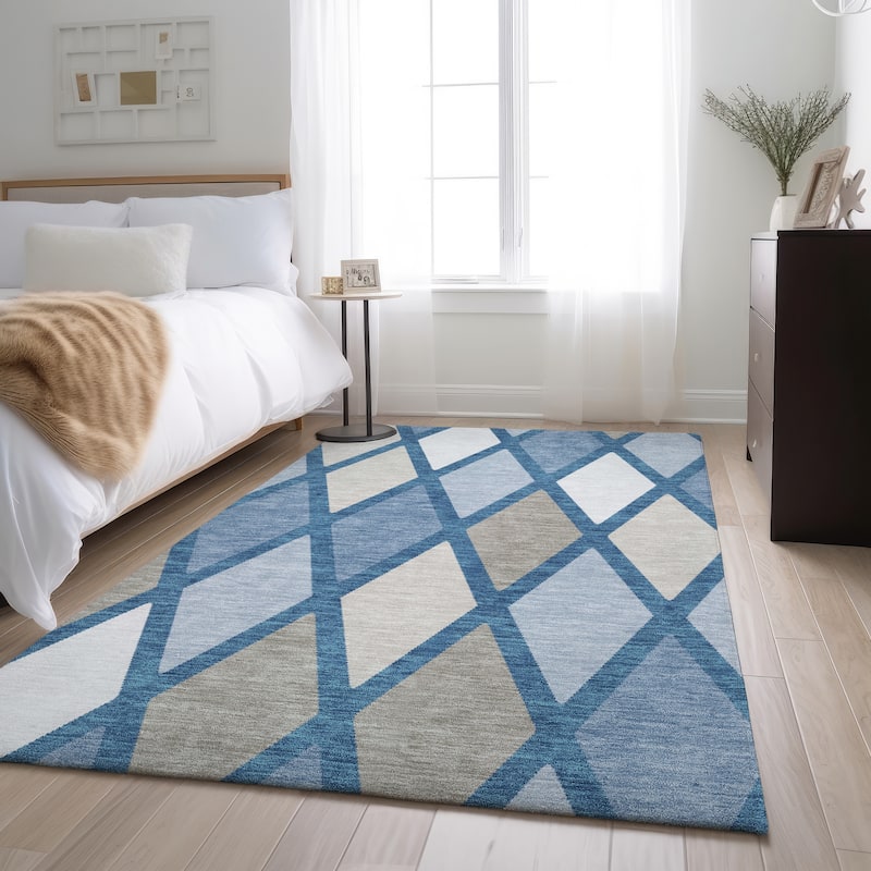 Premium Washable Super Soft Mosaic Diamonds Mayfield Rug - Denim - 10' x 14'