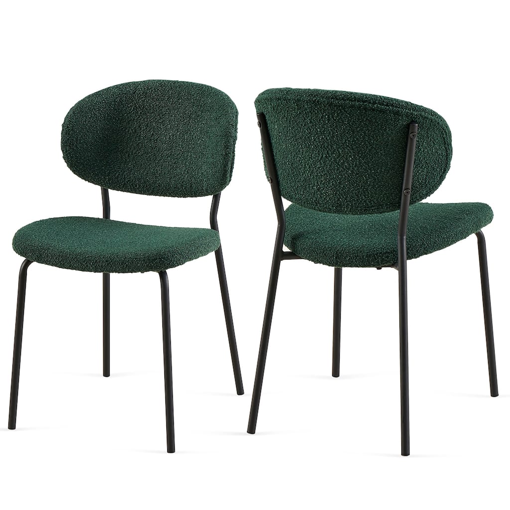 Boucle Fabric Dining Chairs Set of 2,Dining Chairs with Metal Legs for Dining Room, Kitchen, Living Room