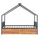 preview thumbnail 4 of 12, Black Twin Size Metal House Bed with Two Drawers and Roof for Kids, Boys and Girls, Bedroom