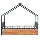 preview thumbnail 4 of 12, Black Twin Size Metal House Bed with Two Drawers and Roof
