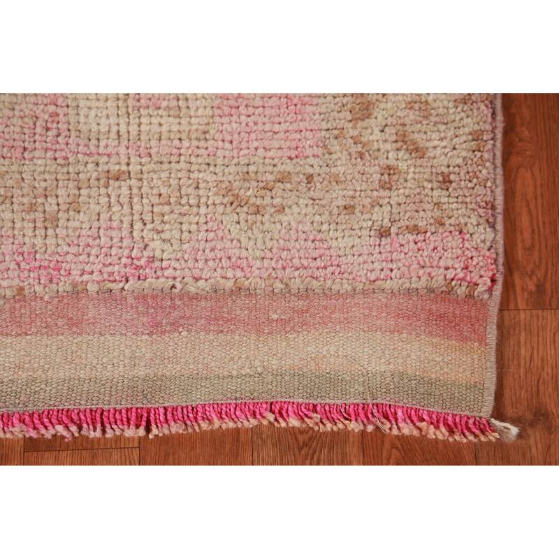 Fuchsia Oushak Turkish Runner Rug Handmade Wool Carpet - 2'10"x 11'7"