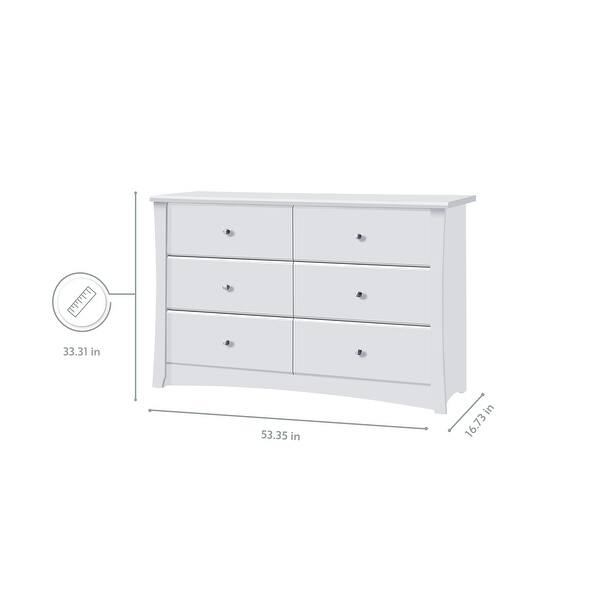 dimension image slide 5 of 6, Storkcraft Crescent 6 Drawer Chest - Durable, Stylish, and Elegant Storage Solution with 6 Spacious Drawers